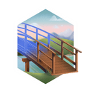 a wooden bridge that is half-sketched and half-finished