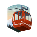 cableway cabin with accessibility tech logo stickers